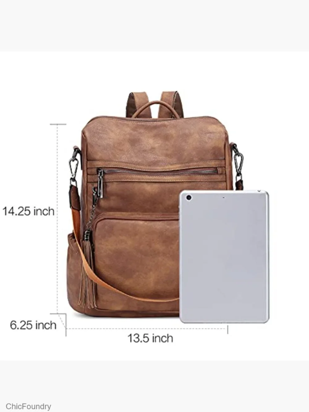 Womens Faux Leather Backpack Purse with Detachable Wristlet Wallet
